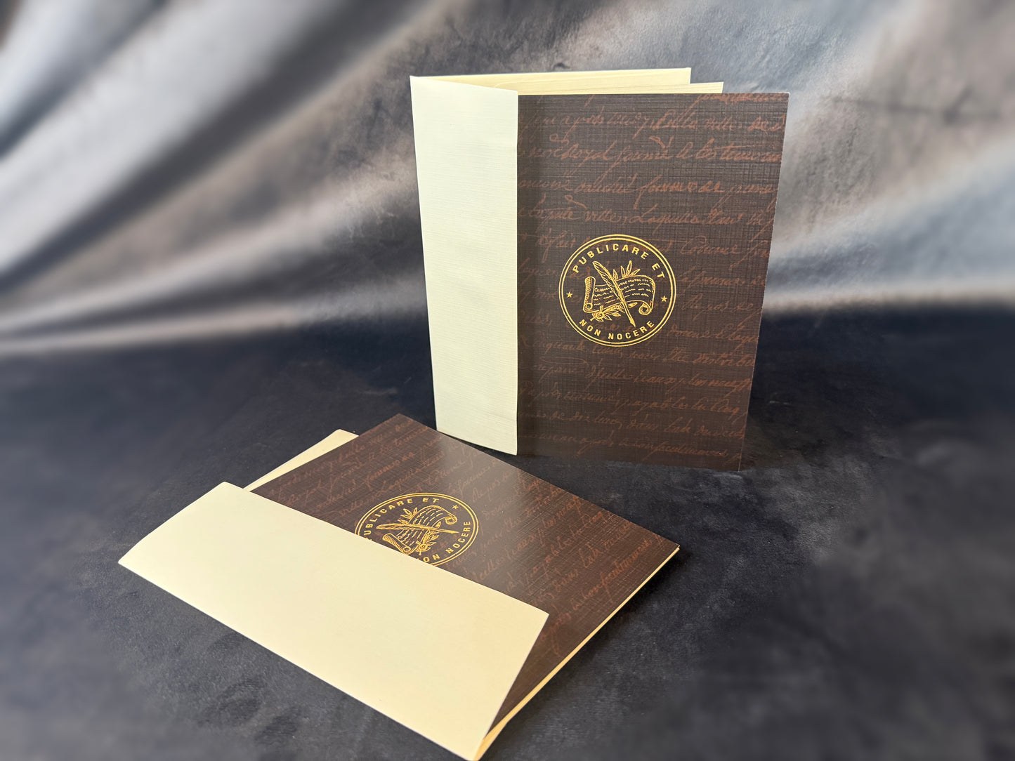 “Publicare et Non Nocere” Linen Greeting Cards ~ set of 2