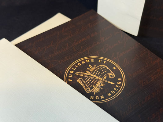 “Publicare et Non Nocere” Linen Greeting Cards ~ set of 2